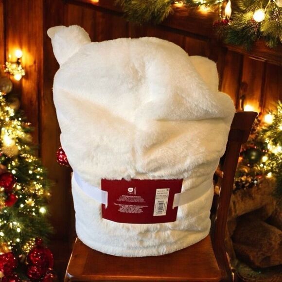 Snuggy Polar Bear Hooded Blanket 40" X 50" Faux Fur Shell Thumb Holes NWT - Picture 2 of 6